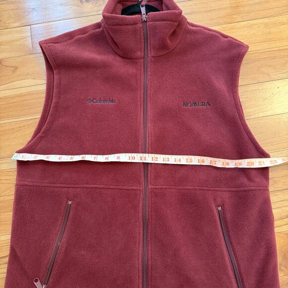 Men Columbia Fleece Full Zip Up Sleeveless Vest Sweatshirt in Burgundy Sz Medium - Picture 3 of 8